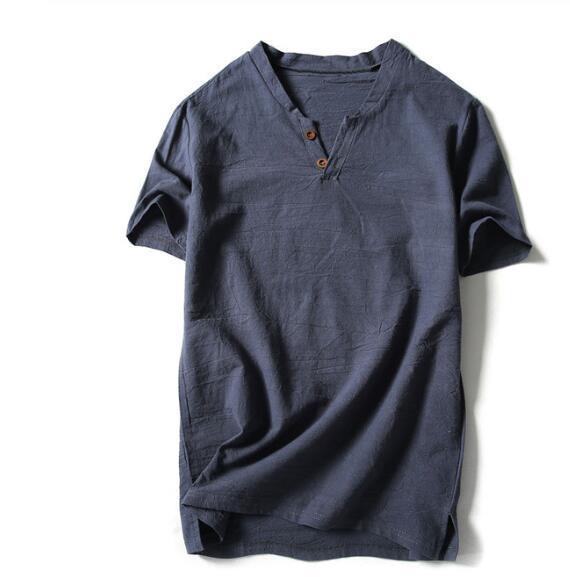 Conjunto Masculino Shorts e Camiseta Plus Size em Linho