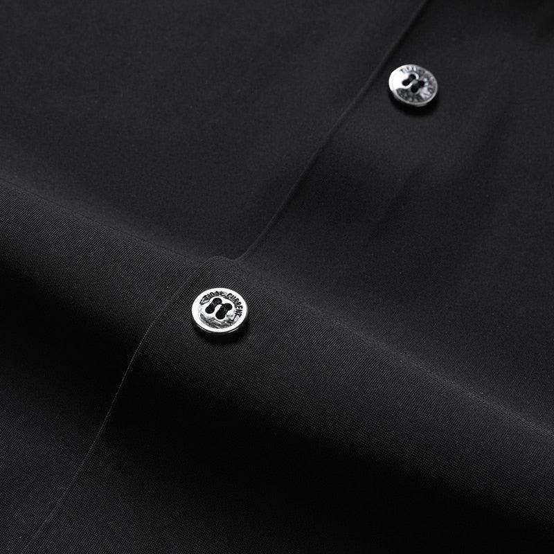 Camisa Social Manga Curta em Seda Gelo - Alto Padrão